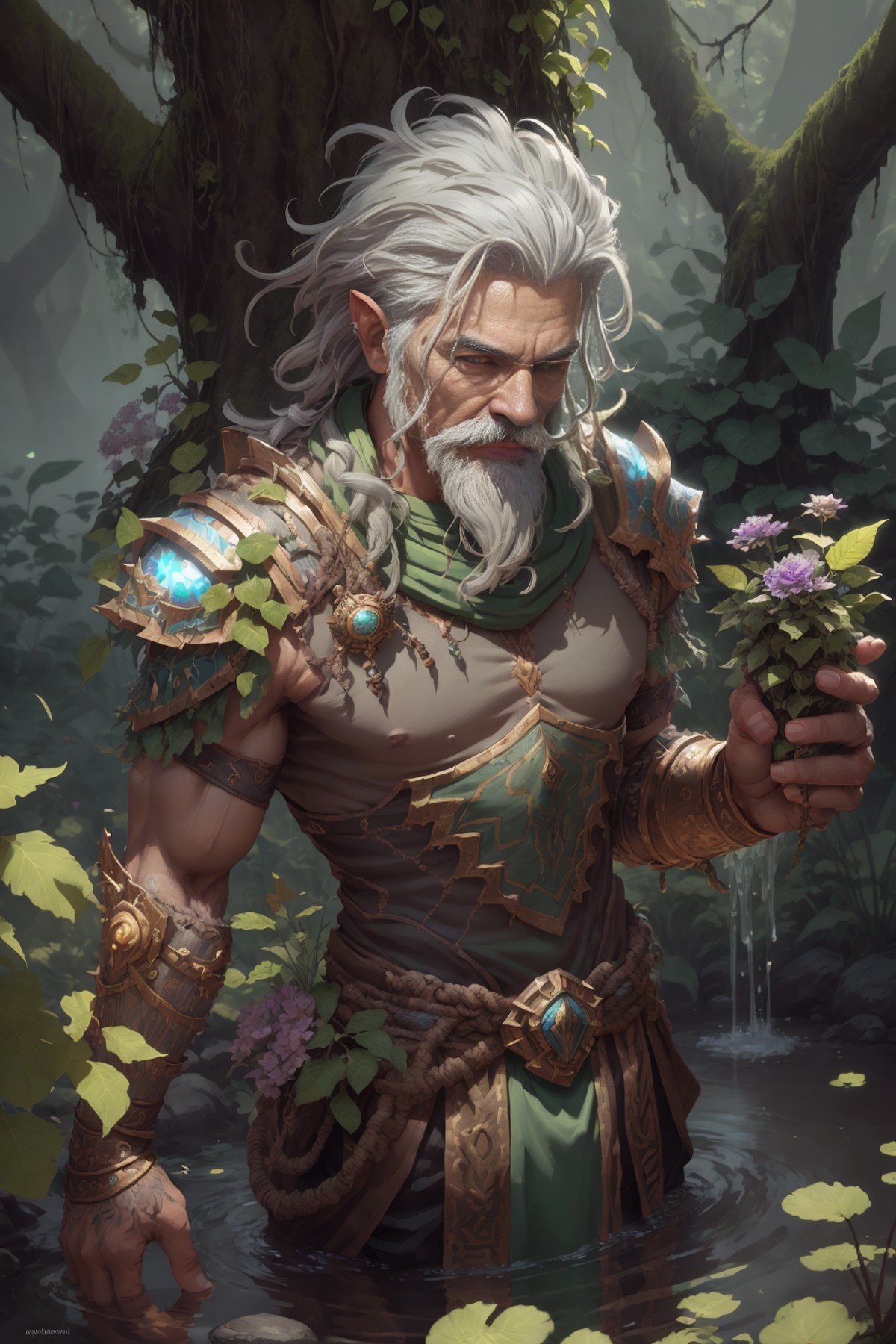 00238-(best quality, masterpiece), (1man, masculine adult male_1.2), green eyes, gray hair, mustache, (Style-SwampMagic_0.8), solo, up 2023-07-17.png